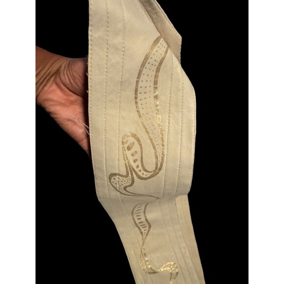Vintage Womens Hip Belt White Soft Leather Bohemian Hand Painted 70s - Picture 5 of 7
